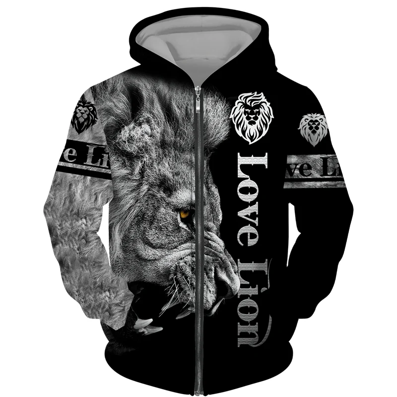 3D Tracksuit Sets Lion Print Edition Black/White - Image 2