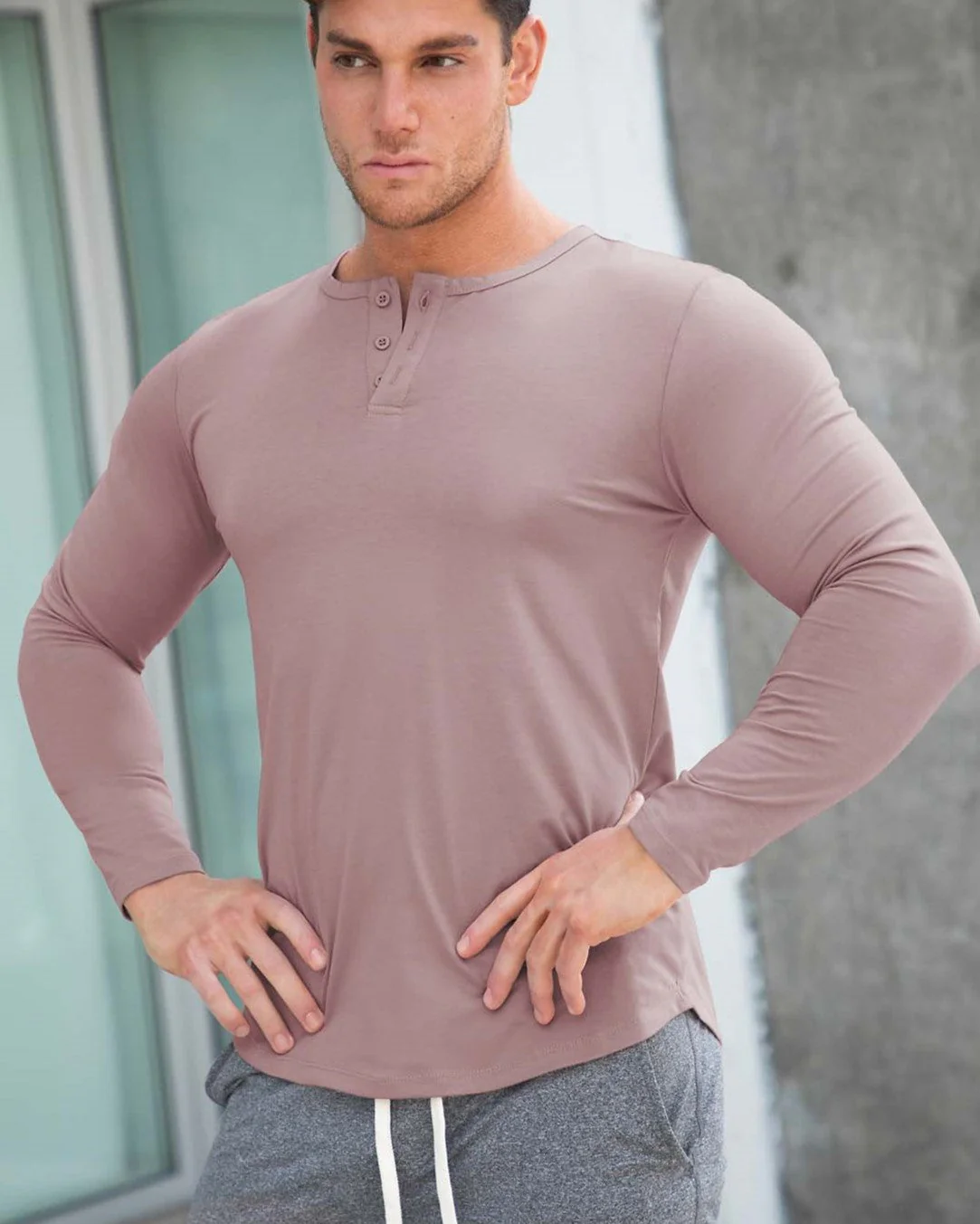 All Day Elite Henley Curve-Hem Long Sleeve - Image 9