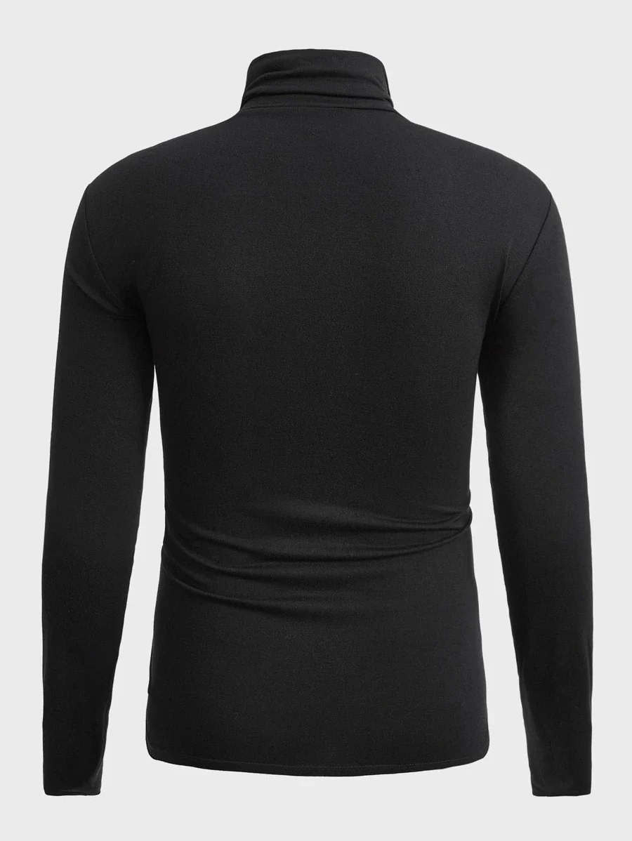 Basics  Solid High Neck Tee - Image 2