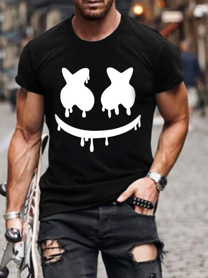Casual  Fashion Emoji Print Short Sleeve T-Shirt