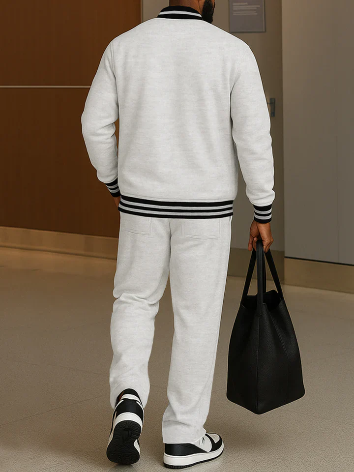 Classic Striped Trim Jacket Pants Set - Image 10