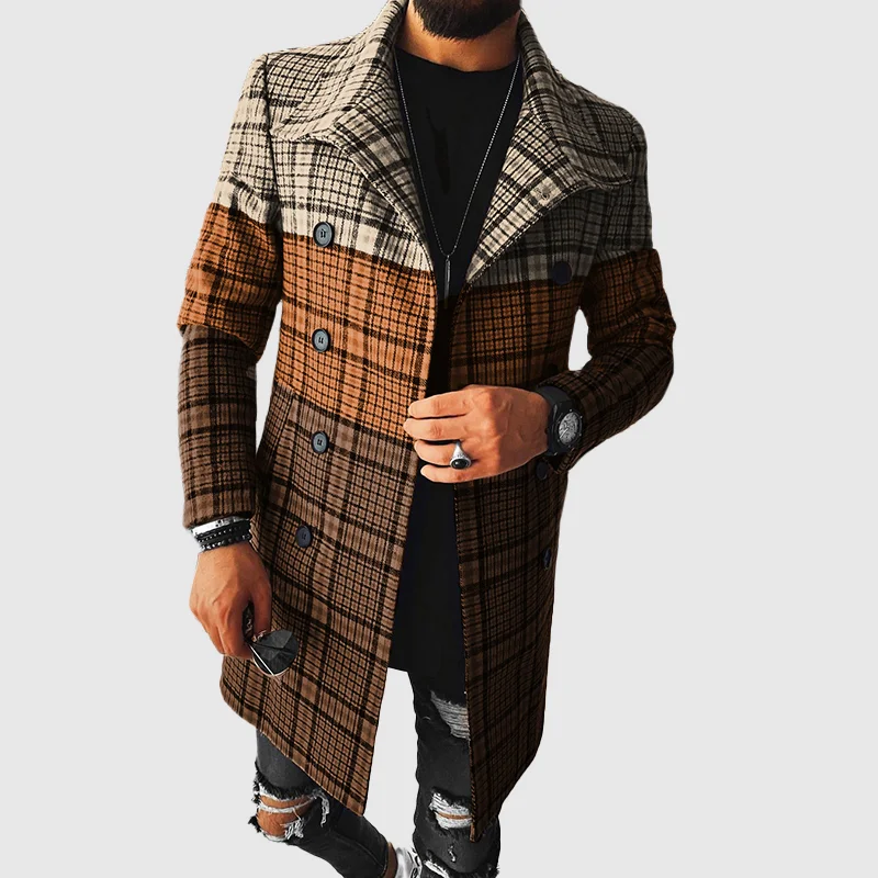 Color Block Check Coat - Image 3