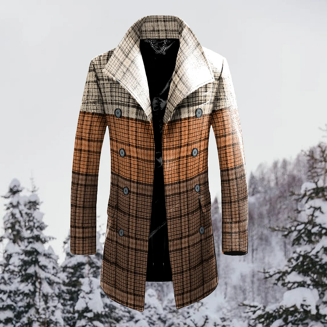 Color Block Check Coat - Image 4