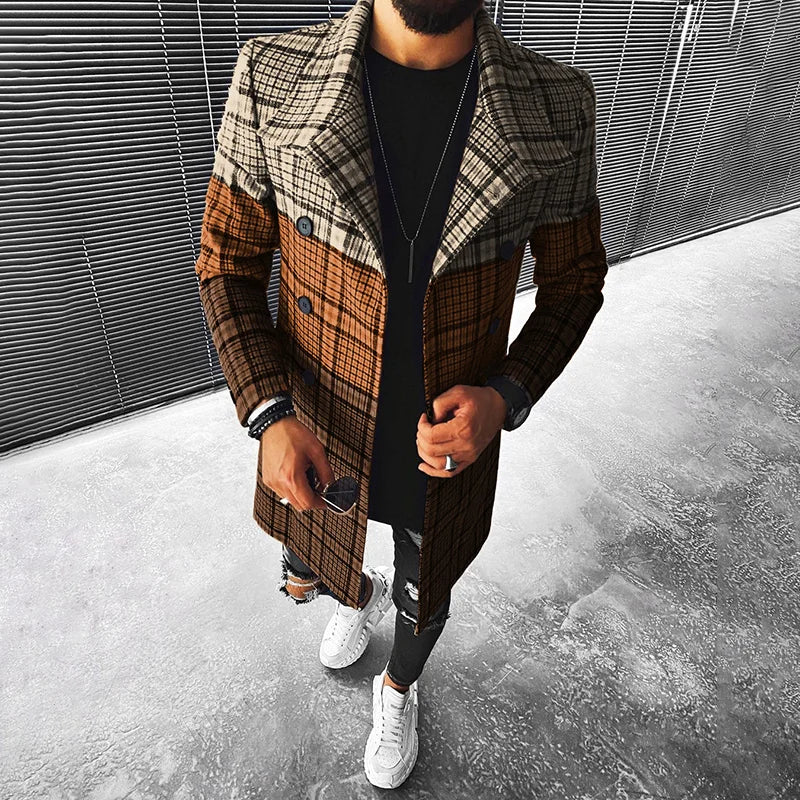 Color Block Check Coat - Image 5