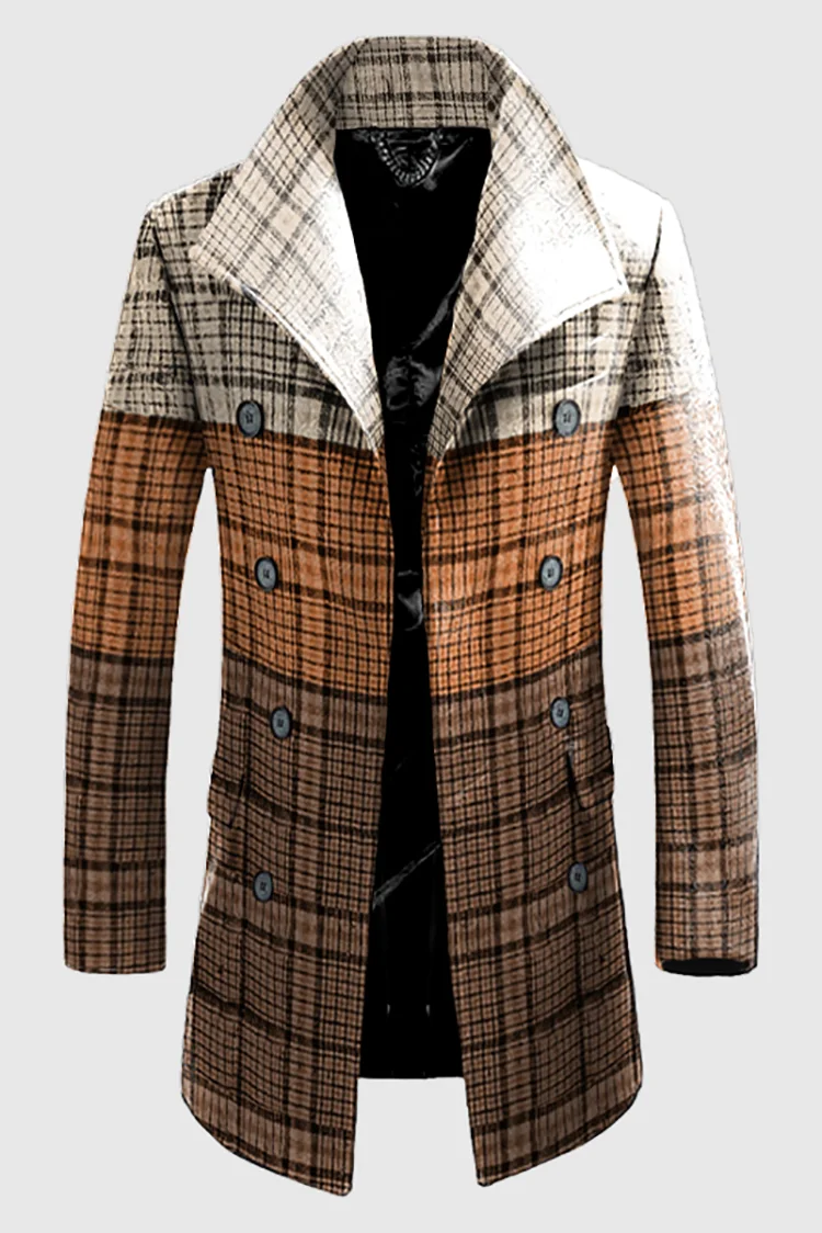 Color Block Check Coat - Image 7