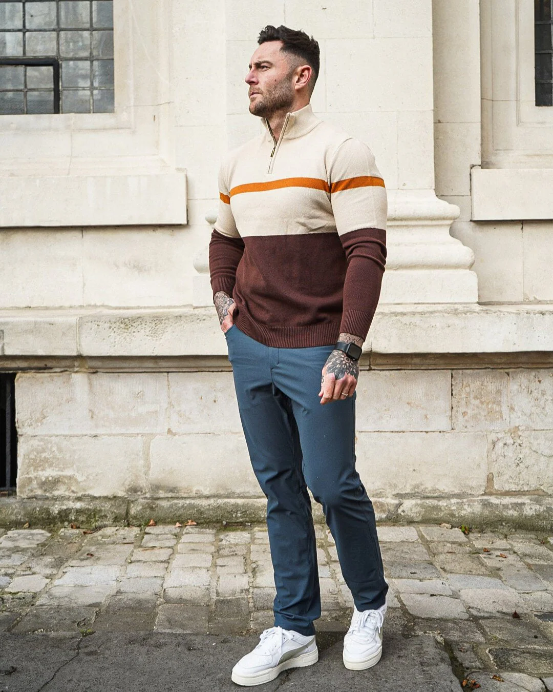 Color-Block Quarter-Zip Sweater - Image 4