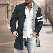 Color Block Stripes Wool Coat - Image 3