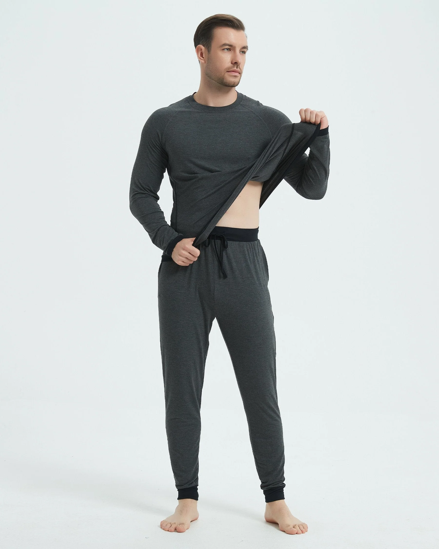 Bamboo Color Block Hem Long Sleeve Pajama Set - Image 3