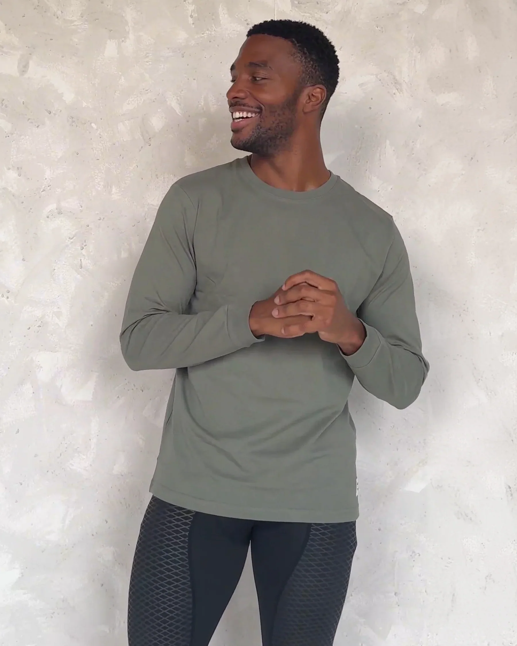 Crew neck Long Sleeve Cotton T-Shirt - Image 3