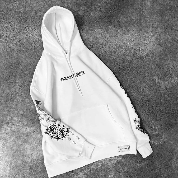 Delusion Printed Hooded Oversized Sweatshirt - Image 7