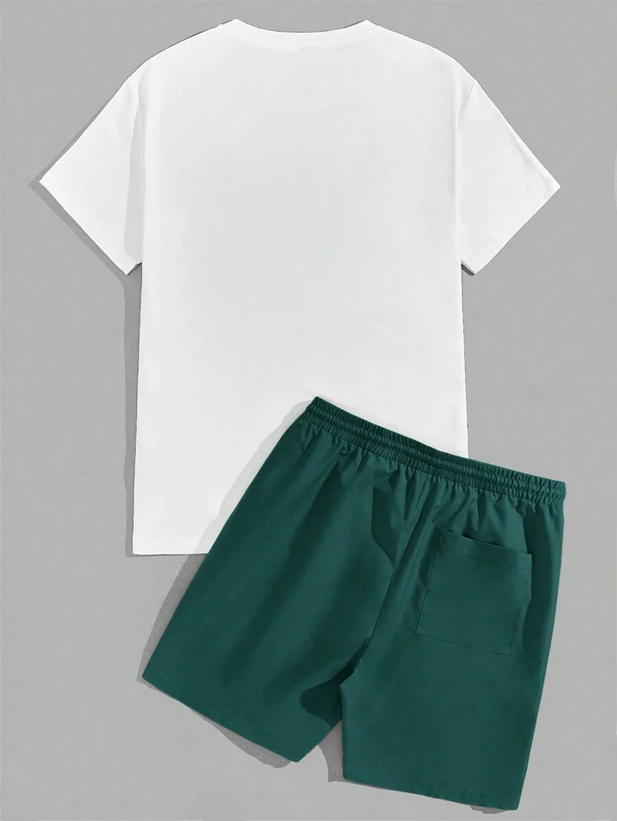 EMRG  Bear & Letter Graphic Tee & Drawstring Waist Shorts - Image 10