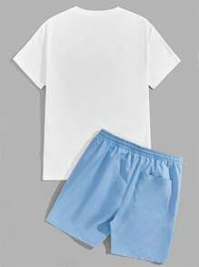 EMRG  Bear & Letter Graphic Tee & Drawstring Waist Shorts - Image 23