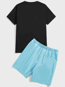 EMRG  Bear & Letter Graphic Tee & Drawstring Waist Shorts - Image 27