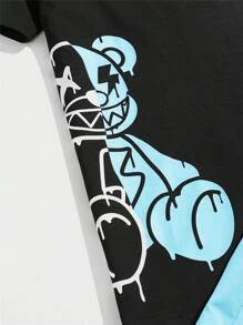 EMRG  Bear & Letter Graphic Tee & Drawstring Waist Shorts - Image 29