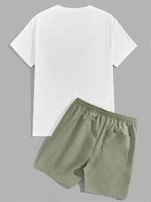 EMRG  Bear & Letter Graphic Tee & Drawstring Waist Shorts - Image 31