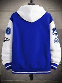 EMRG  Letter Graphic Two Tone Varsity Jacket - Image 13