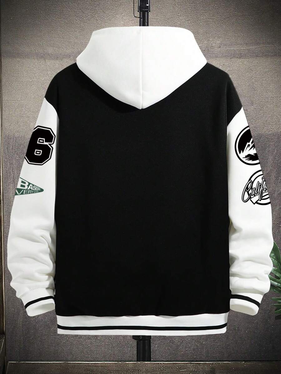 EMRG  Letter Graphic Two Tone Varsity Jacket - Image 4