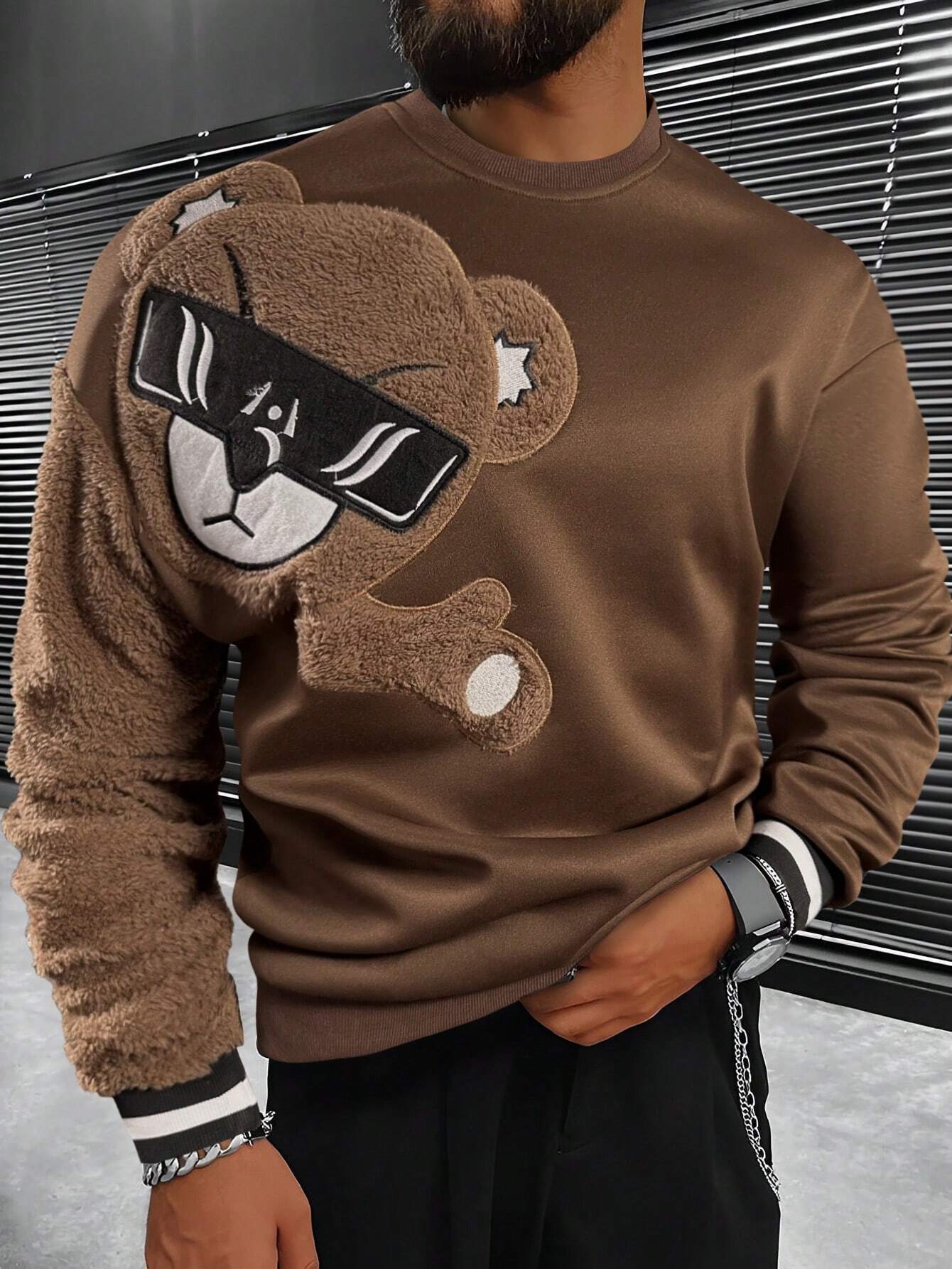 EMRG Round Neck Sweatshirt, With Bear Embroidery - Image 65