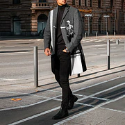 Fashion Art Stripe Sculpture Print Coat - Image 3
