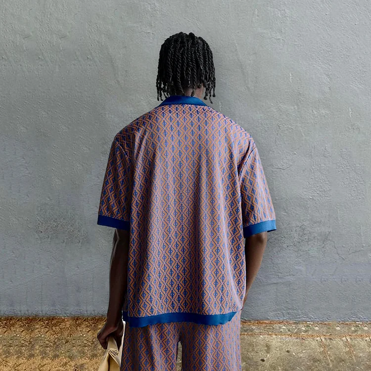Geometric Rhombus Print Vacation Shirt And Shorts Co-Ord - Image 2