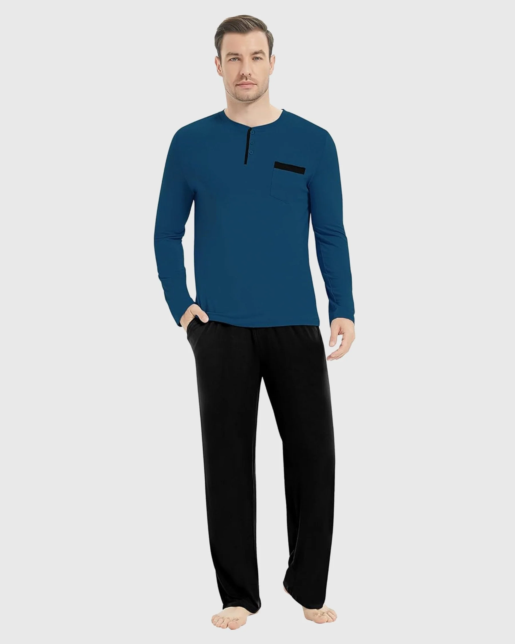 Bamboo Henley Long Sleeve Pajama Set - Image 21