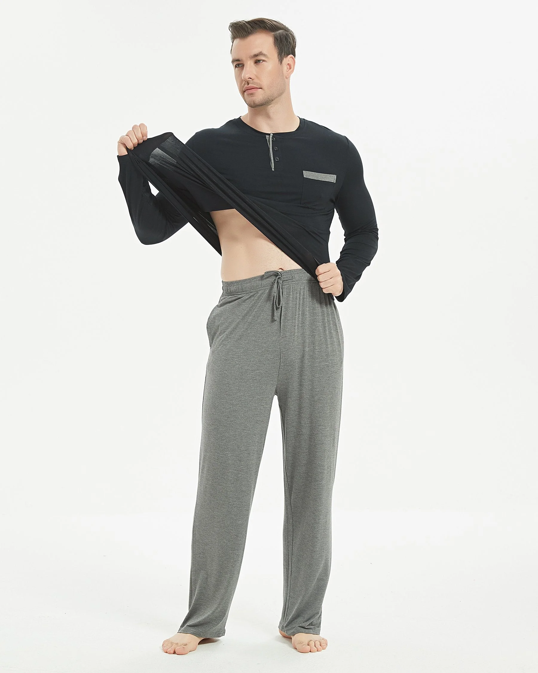 Bamboo Henley Long Sleeve Pajama Set - Image 3