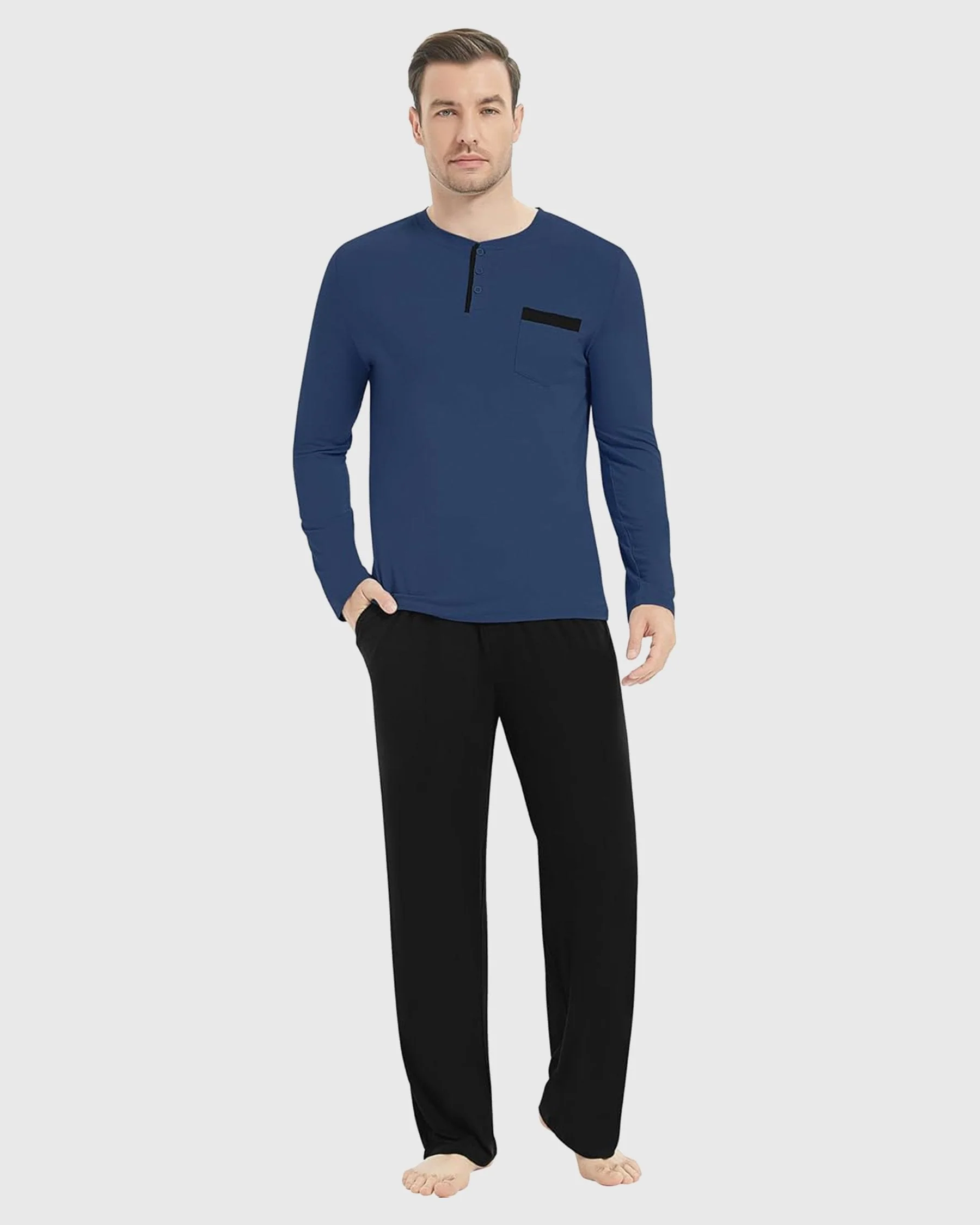 Bamboo Henley Long Sleeve Pajama Set - Image 42