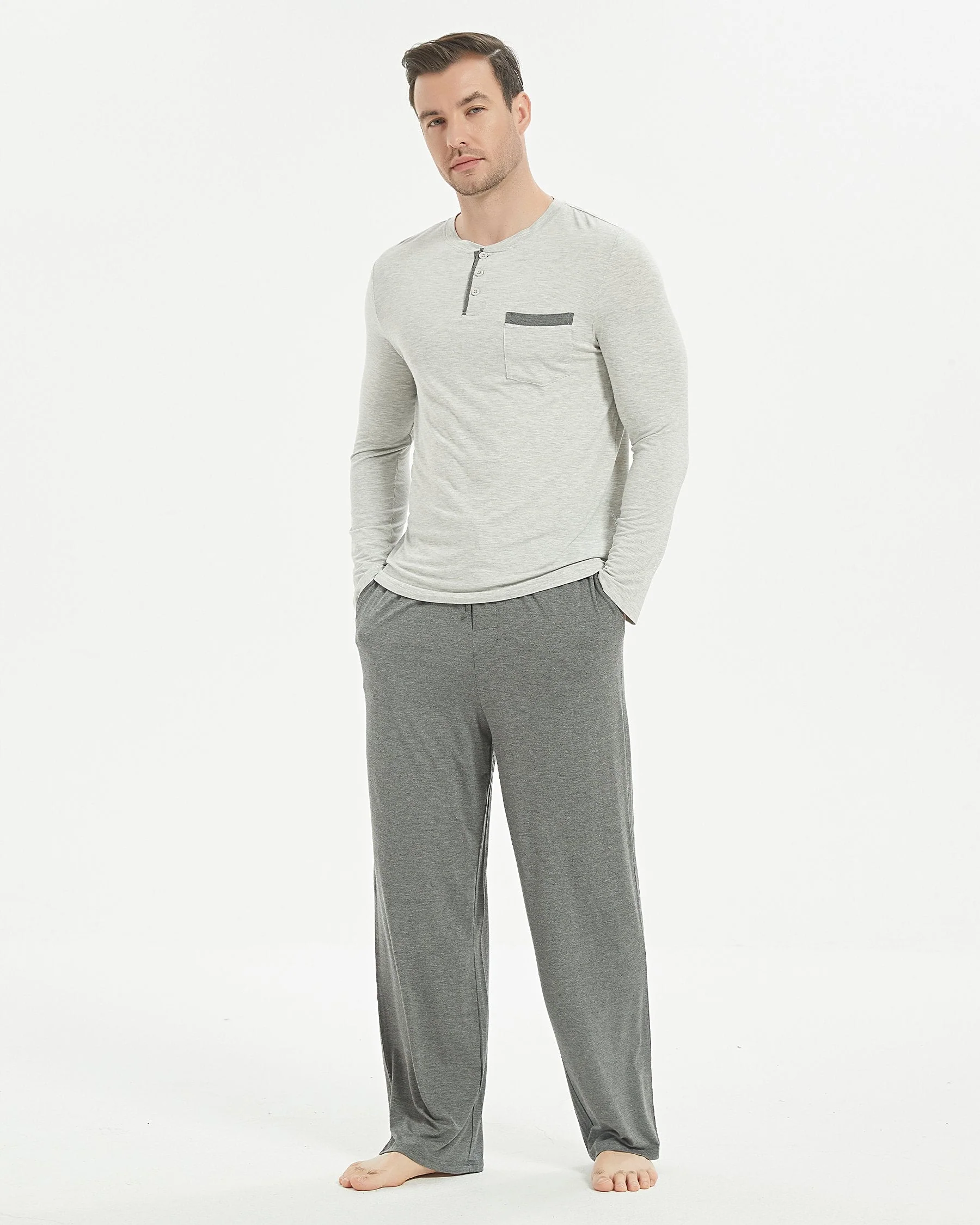 Bamboo Henley Long Sleeve Pajama Set - Image 8