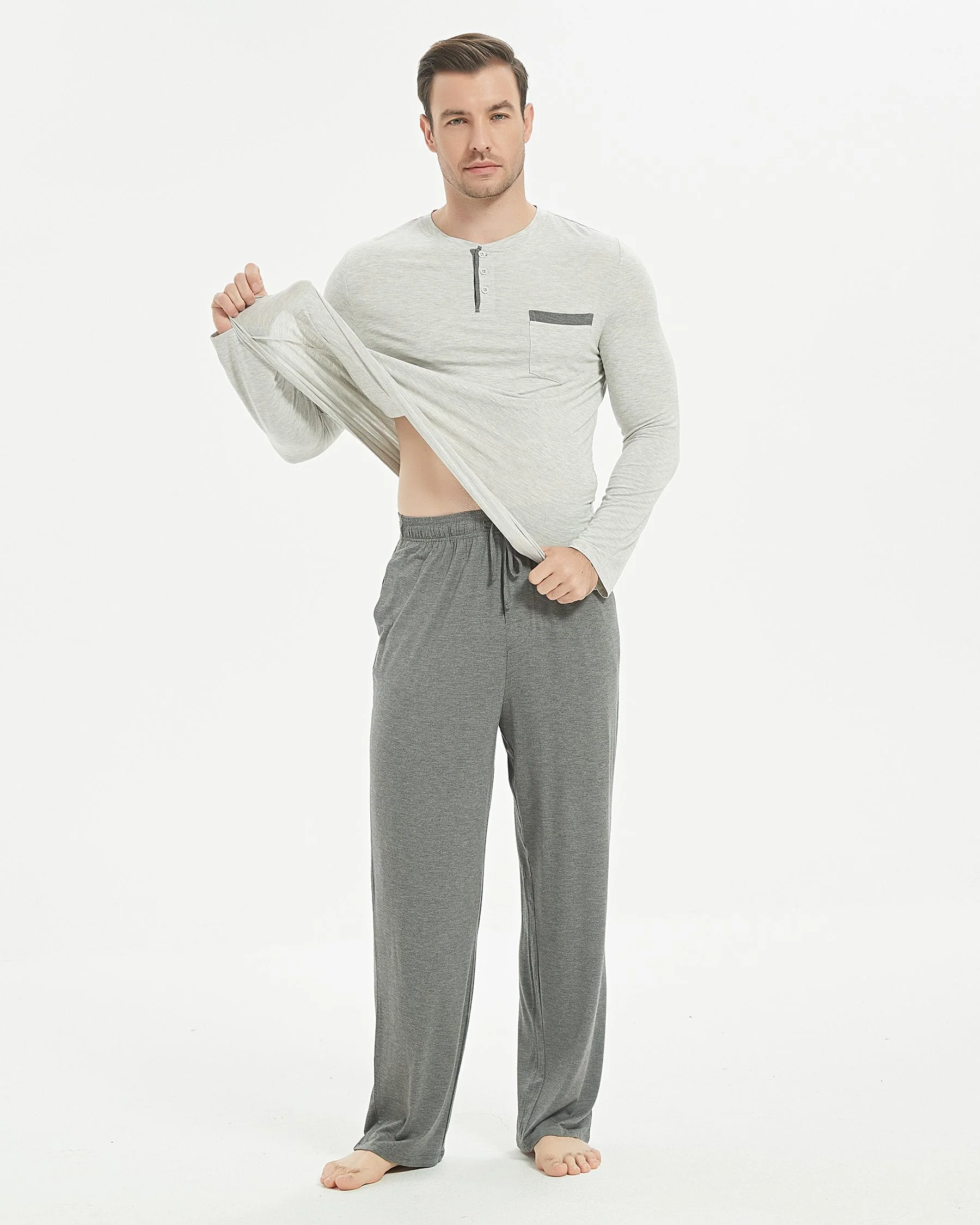 Bamboo Henley Long Sleeve Pajama Set New - Image 10