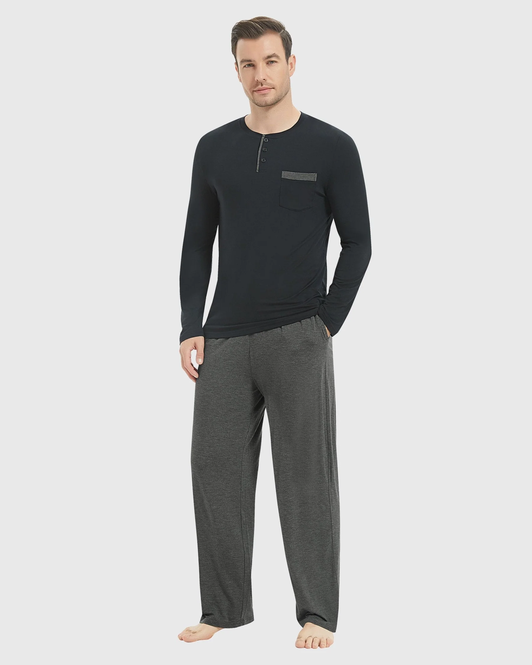 Bamboo Henley Long Sleeve Pajama Set New - Image 11