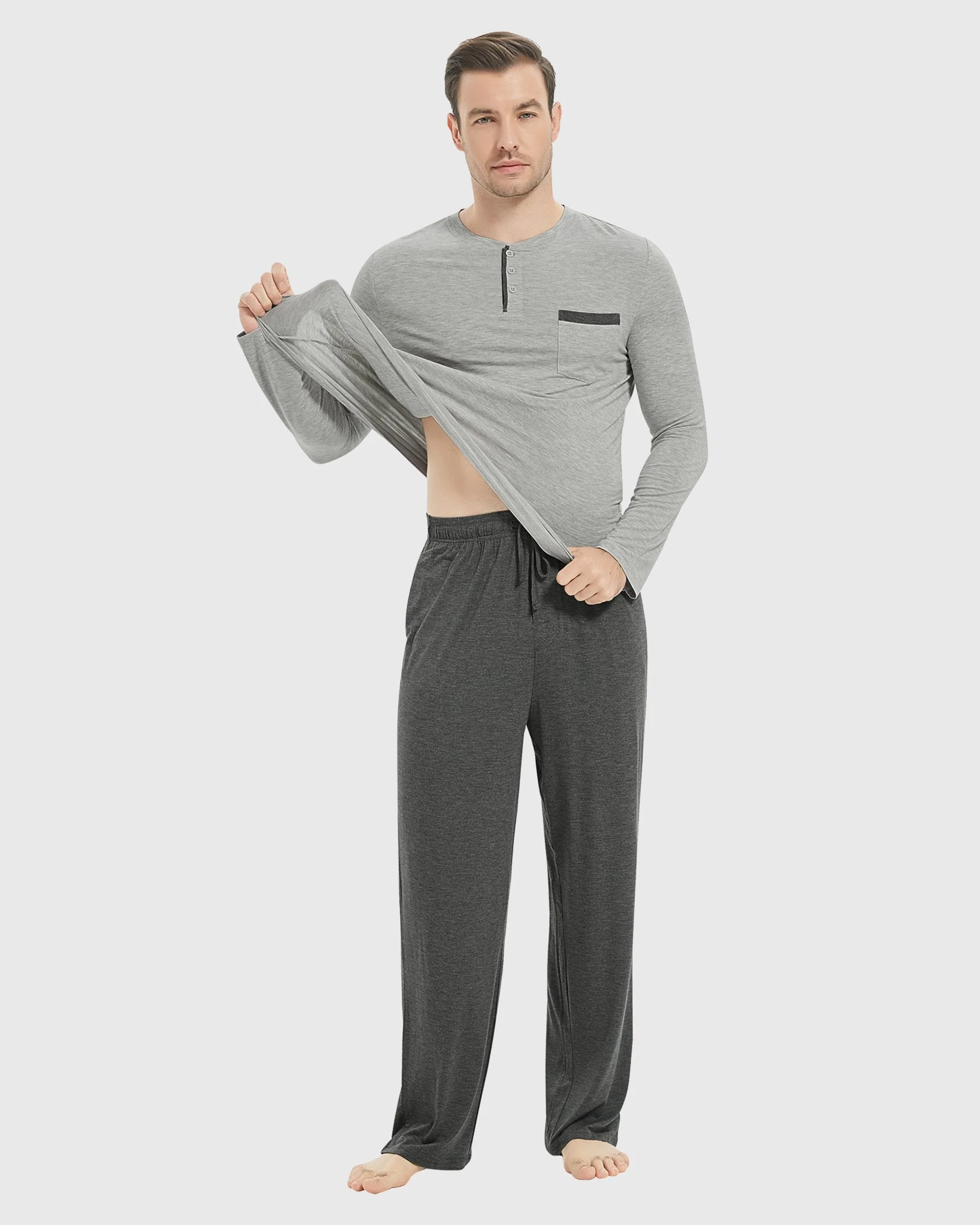 Bamboo Henley Long Sleeve Pajama Set New - Image 16
