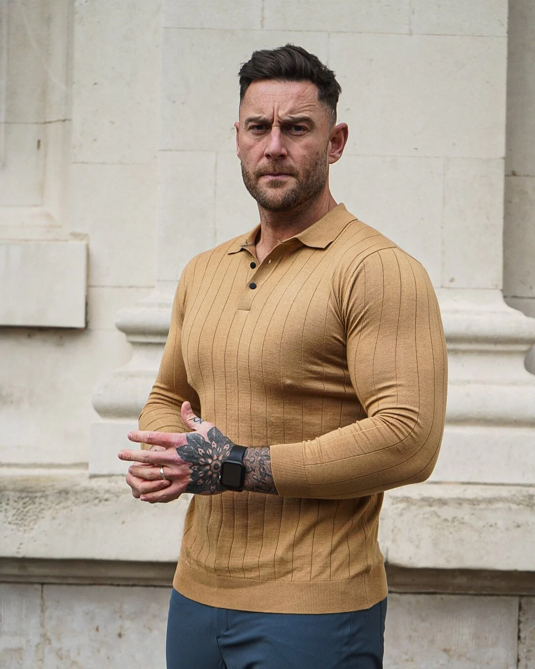 Henley Vertical Pattern Wool Blend Sweater New - Image 10