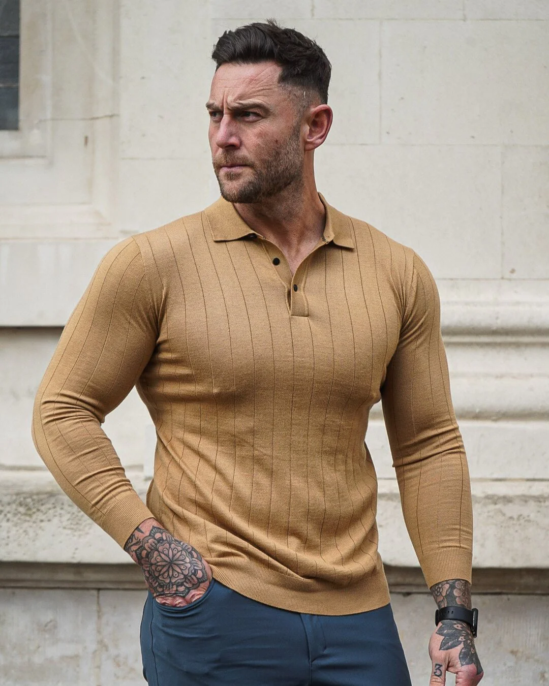 Henley Vertical Pattern Wool Blend Sweater New - Image 11