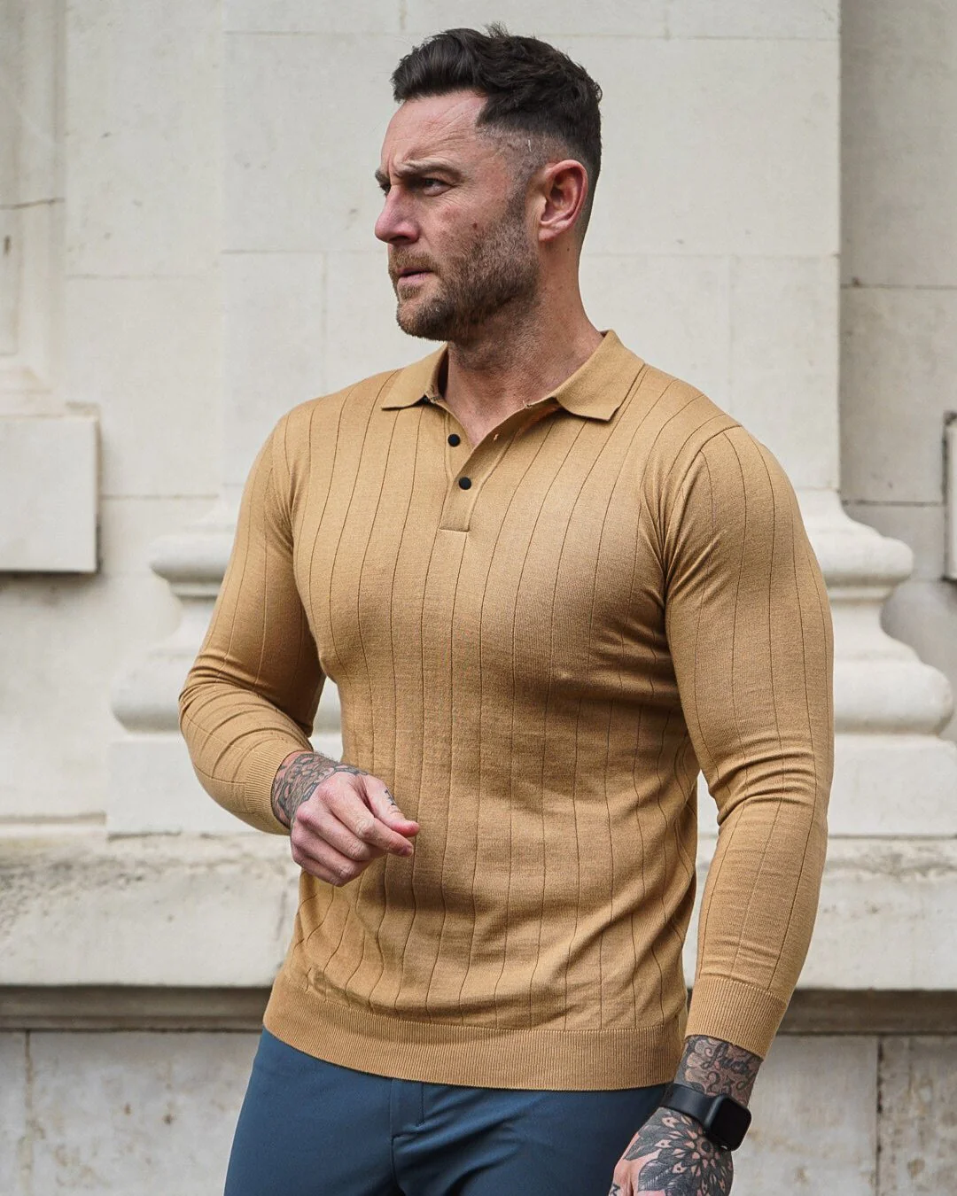 Henley Vertical Pattern Wool Blend Sweater New - Image 12