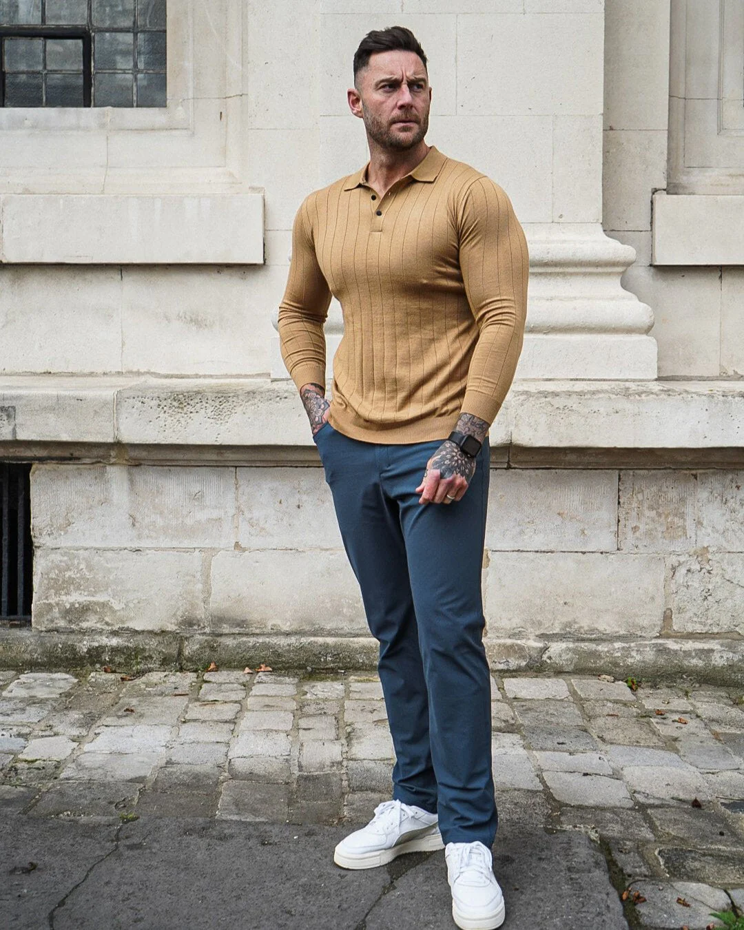 Henley Vertical Pattern Wool Blend Sweater New - Image 14