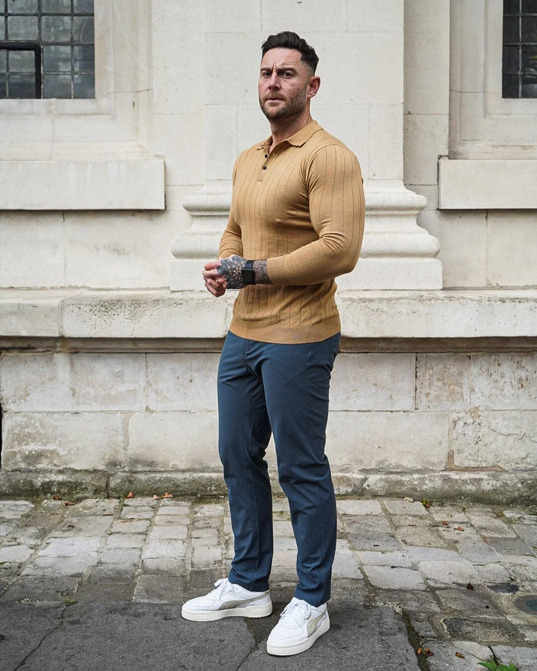 Henley Vertical Pattern Wool Blend Sweater New - Image 35