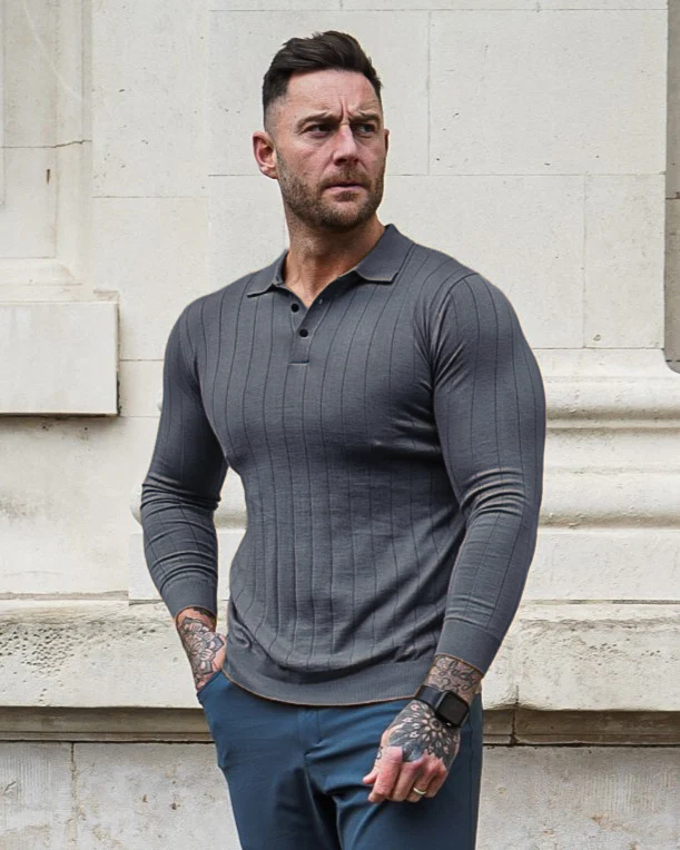 Henley Vertical Pattern Wool Blend Sweater New - Image 8