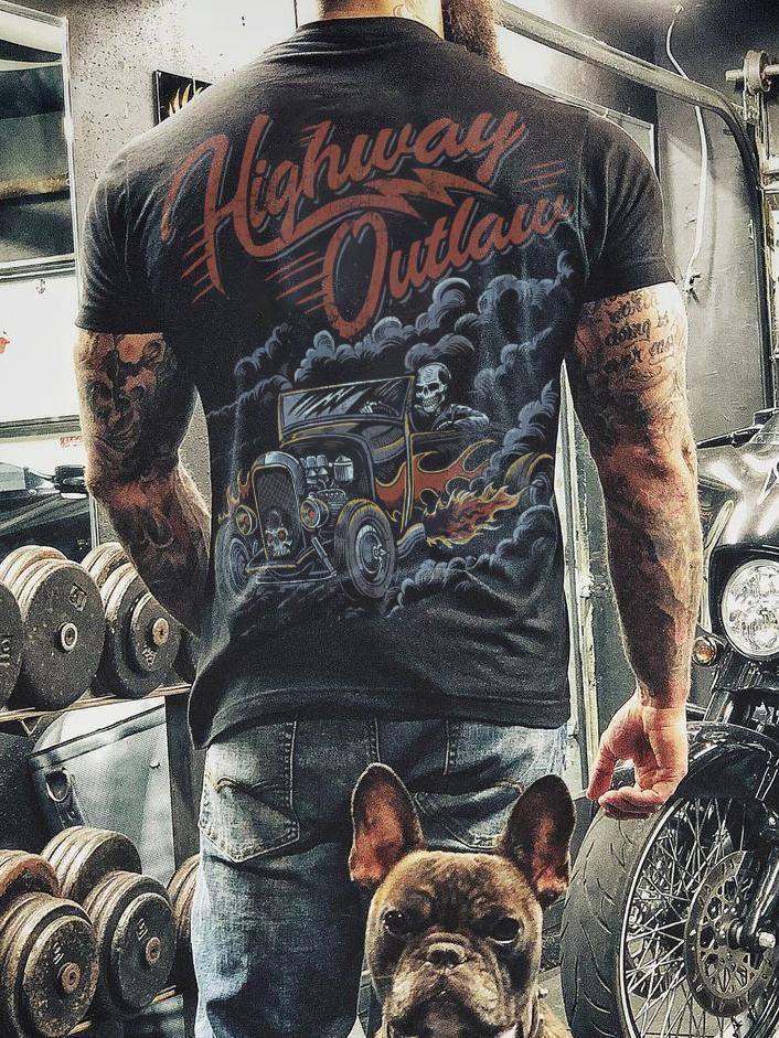 Highway Outall Skull Classic Car T-Shirt