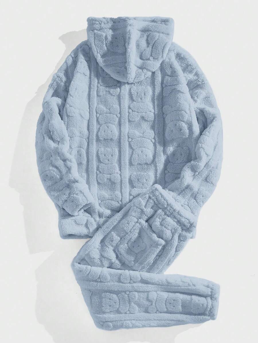 Homme Bear Embossed Hoodie & Drawstring Waist Sweatpants - Image 20