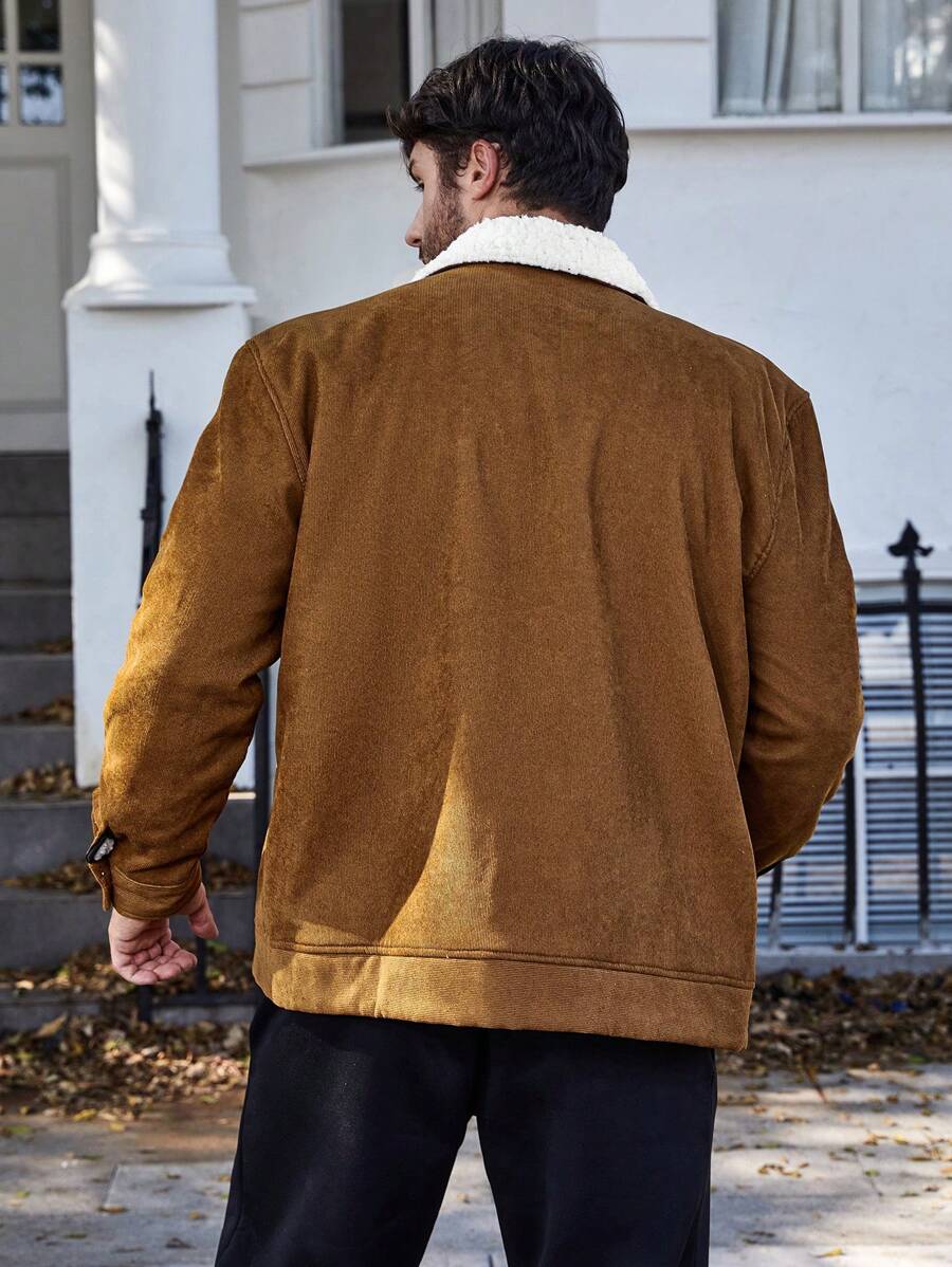Homme  Plus Flap Pocket Teddy Lined Corduroy Jacket - Image 2