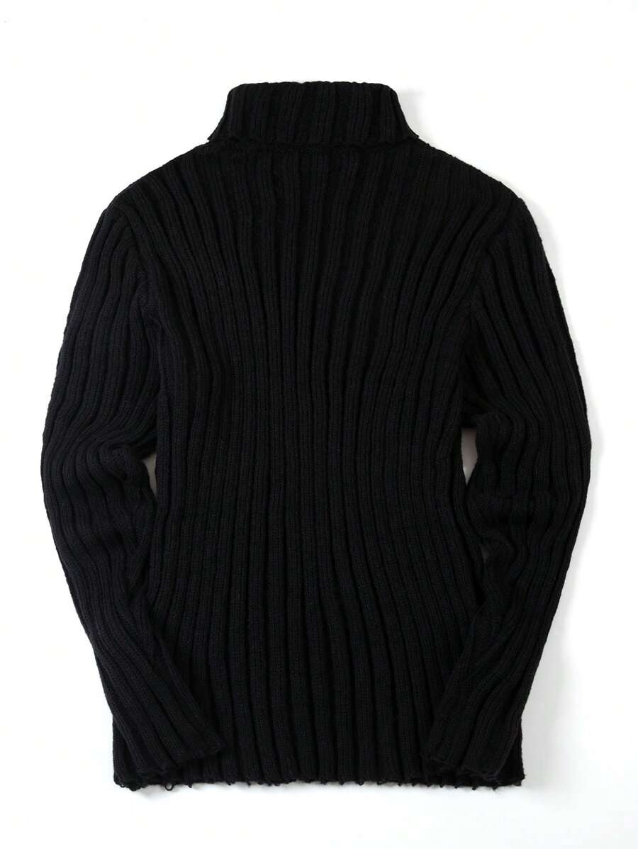 Homme  Plus Solid Turtleneck Ribbed Knit Sweater - Image 20