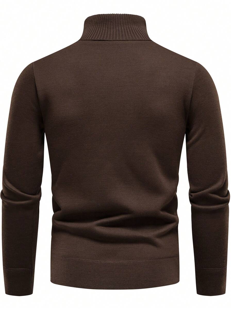 Homme Solid Turtleneck Thermal Lined Sweater - Image 18