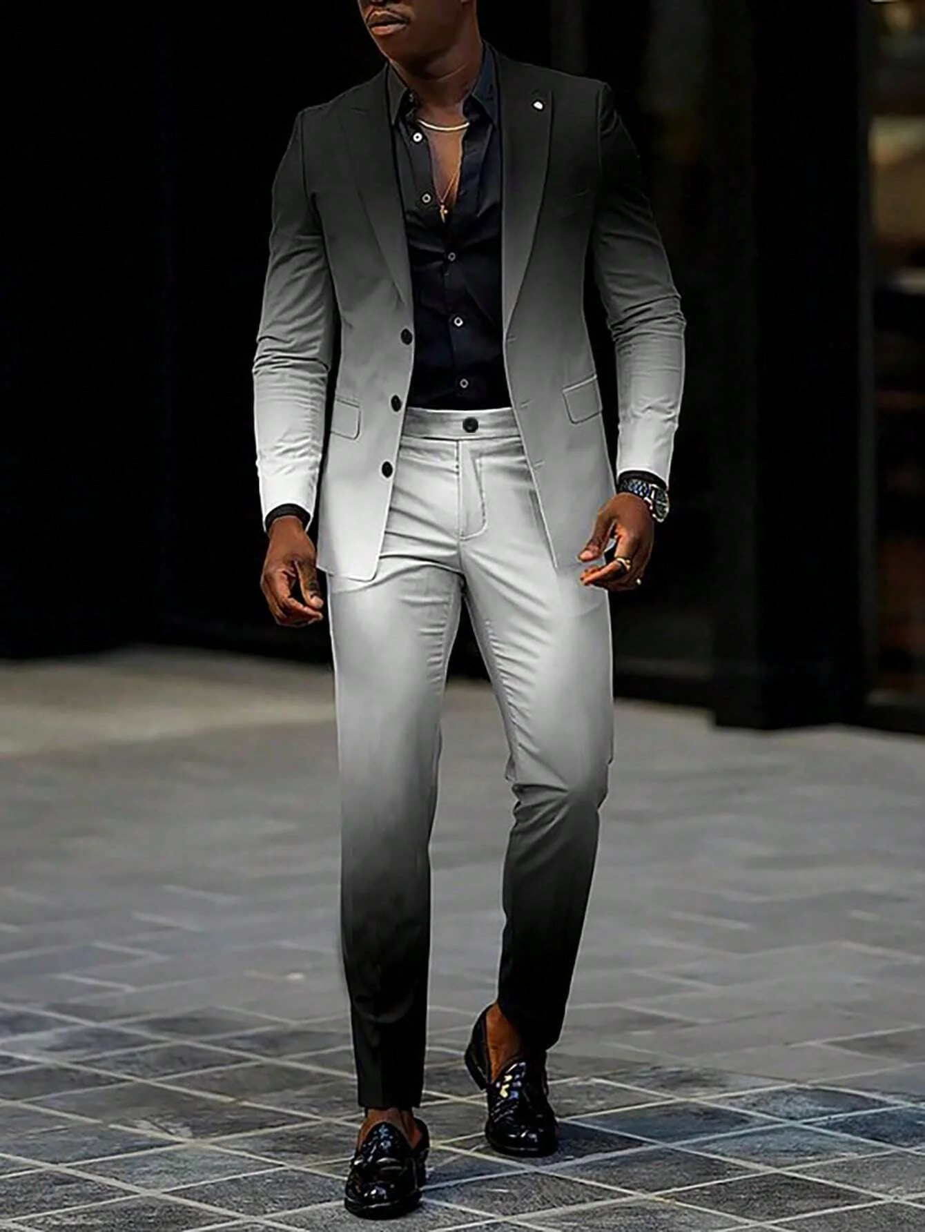 Homme Gradient Color Suit Set - Image 12