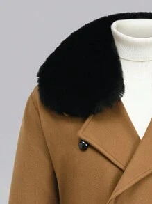 Homme  Woolen Coat With Double Breasted Buttons And Shearling Collar - Image 15