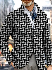 Houndstooth Fashion Print Wool Coat - Image 2