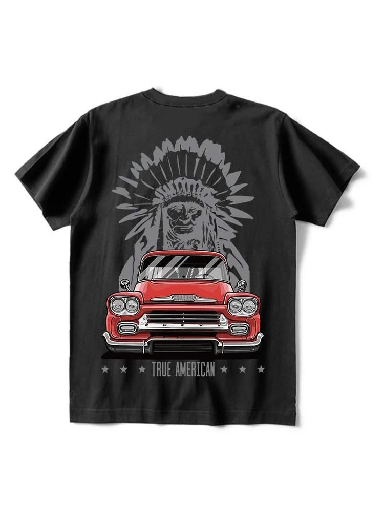 Indian Car Red Print T-Shirt - Image 3