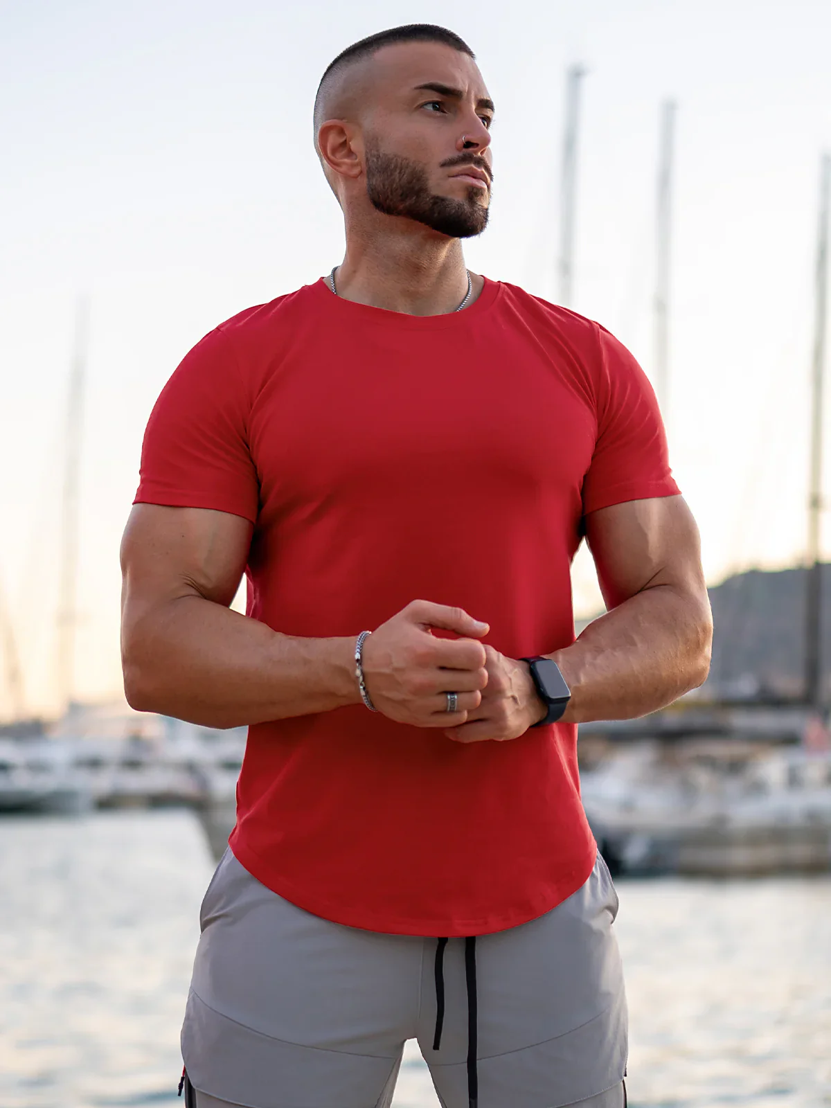 Kore Curved Hem T-shirt Muscle Fit Crew Neck-New - Image 5