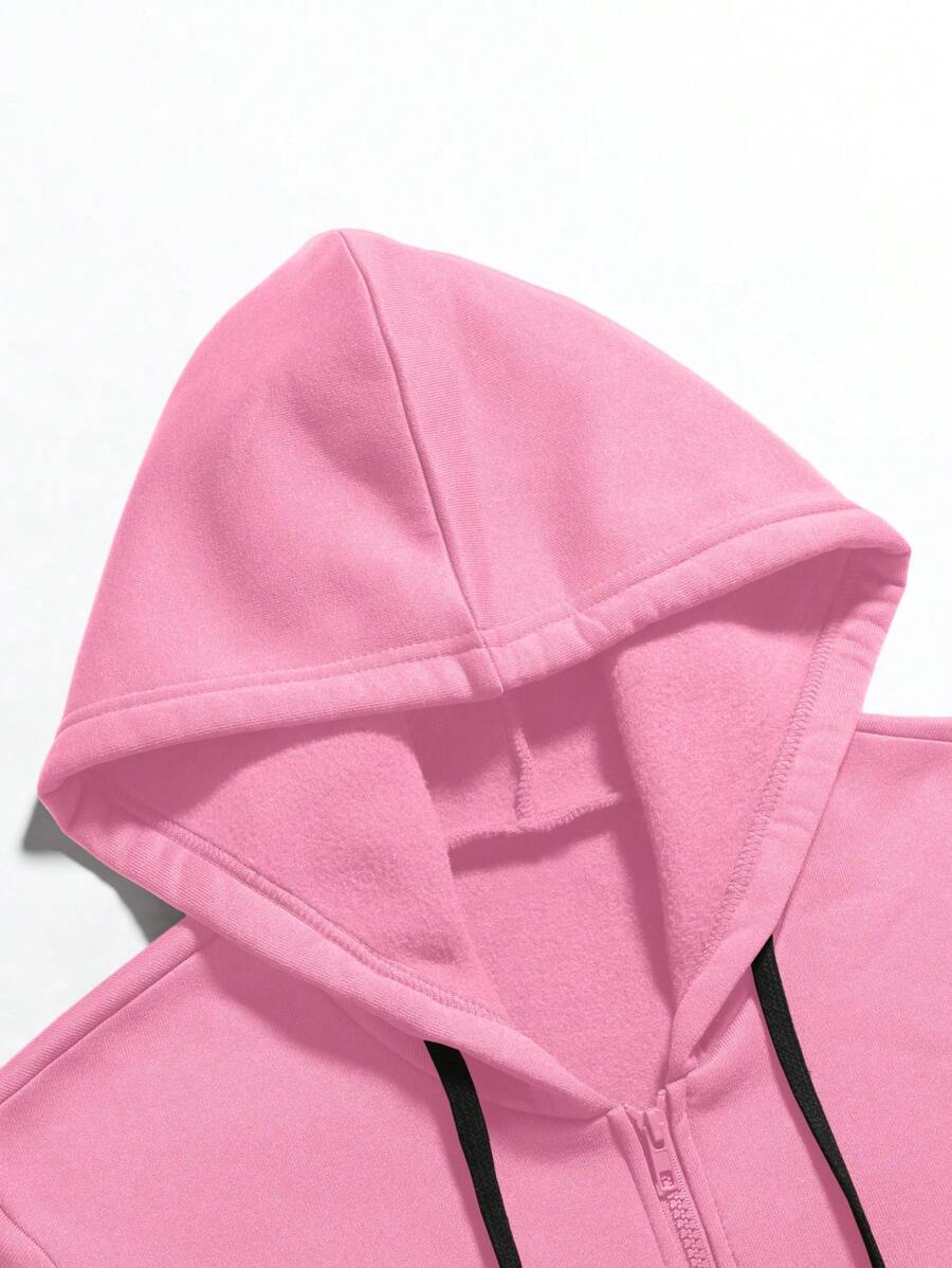 LEGND Letter Graphic Zip Up Drawstring Hoodie - Image 13