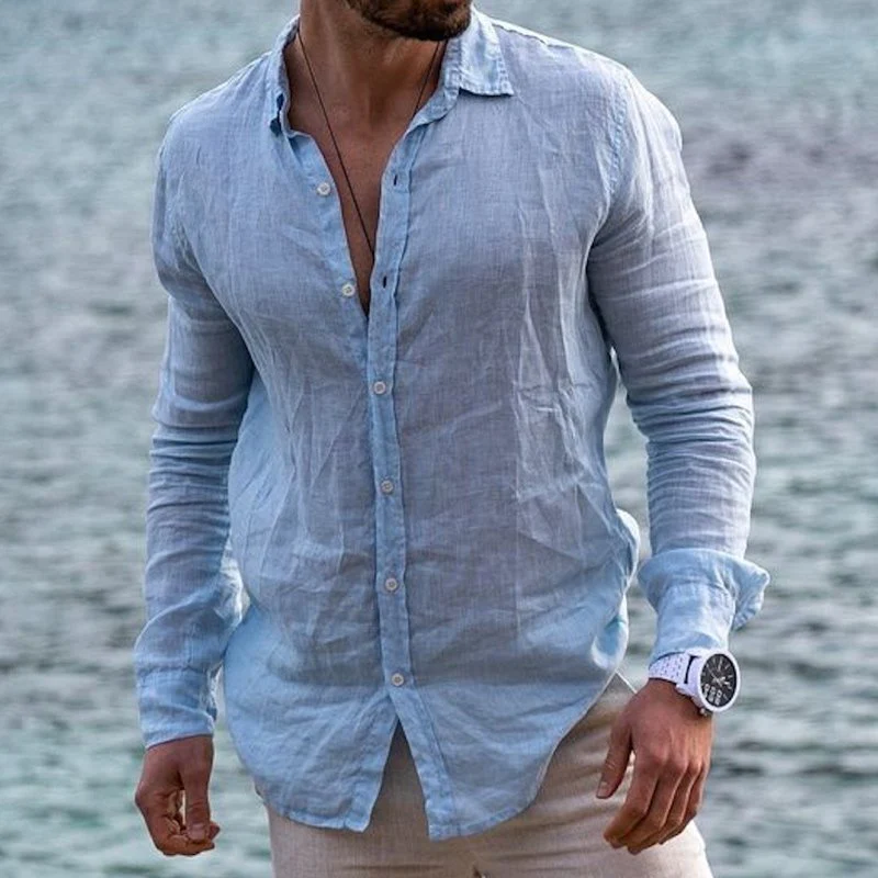 Linen Shirt In Blue - Image 2