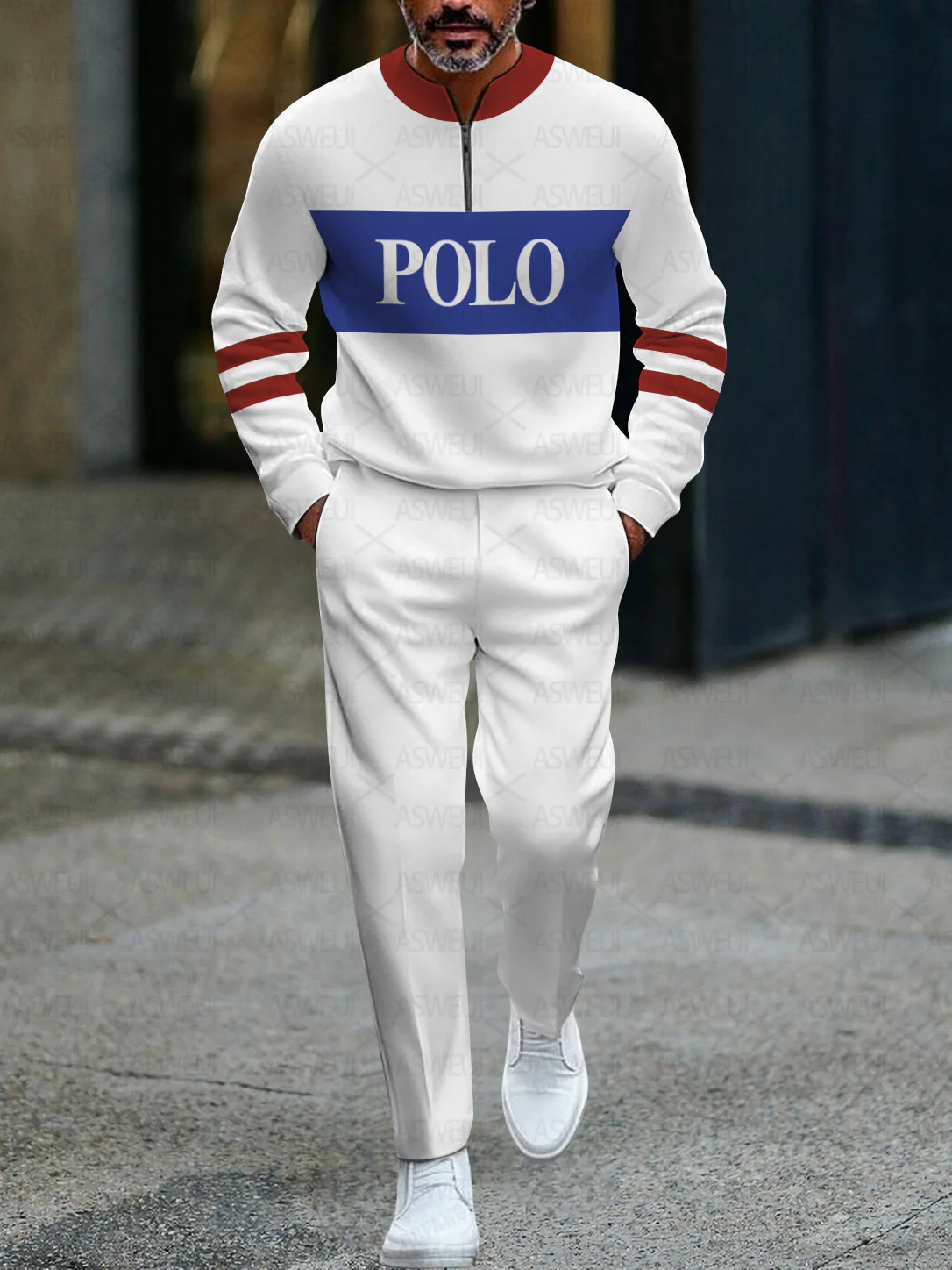 Zipper Long Sleeve Long Pants Two-Piece Set